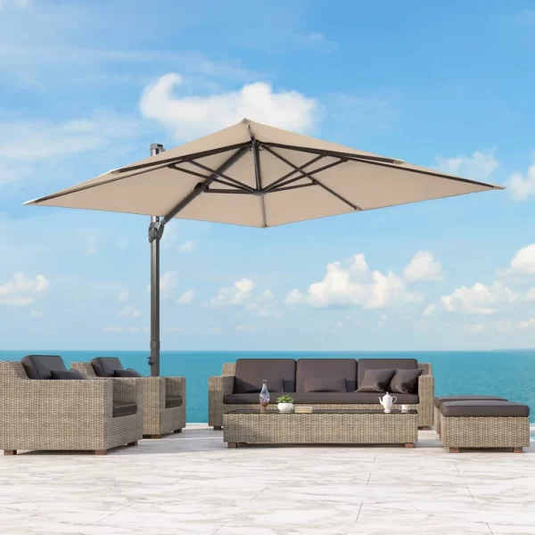 Cynar 120'' x 120'' Rectangular Cantilever Umbrella – Elegant Shade for Outdoor Luxury