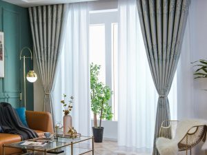 Modern Minimalist Polyester Flower High-Gloss Curtain – Elegant and Durable