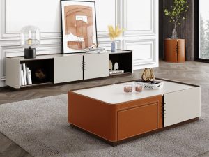 طاولة قهوة وخزانة تلفاز على الطراز الإيطالي البسيط من Rock Board – مجموعة أنيقة لغرفة المعيشة