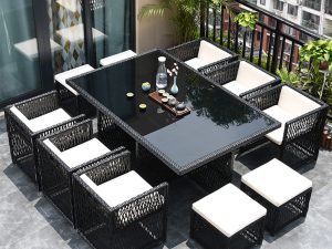 طقم طاولة طعام وكراسي خارجي غير رسمي - مثالي للحياة الخارجية المريحة