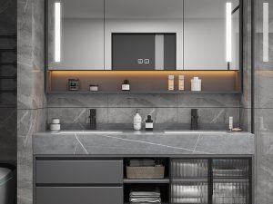 Light Luxury Rock Plate Integrated Bathroom Cabinet - Elegant and Modern Storage Solution