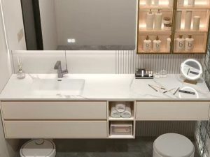 Light Luxury Rock Board Seamless Bathroom Cabinet - Elegant and Durable Storage Solution