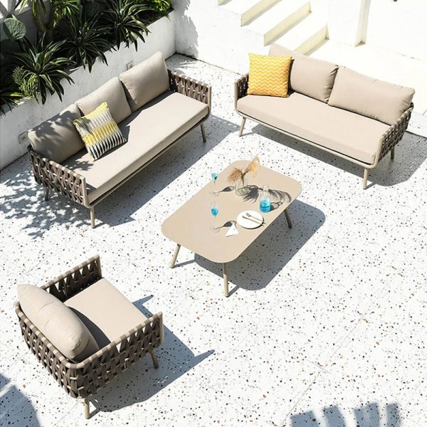 Outdoor Teak Sofa and Coffee Table Combination – Stylish and Durable Outdoor Seating