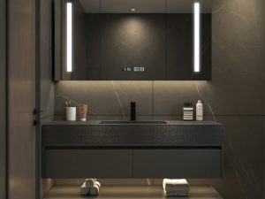Designer Rock Plate Integrated Bathroom Cabinet - Luxurious and Modern Storage Solution