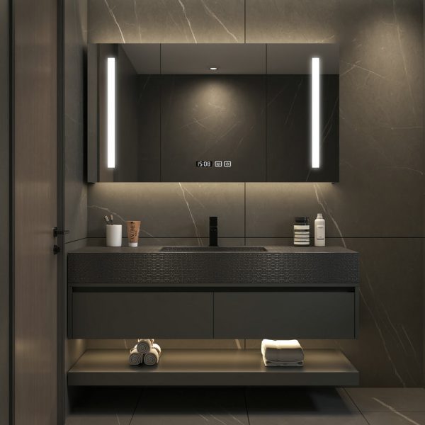 Designer Rock Plate Integrated Bathroom Cabinet - Luxurious and Modern Storage Solution