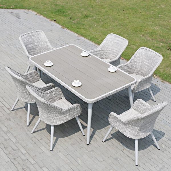 Plastic Wood-Style Dining Table and Chair – Durable and Elegant for Modern Dining Spaces