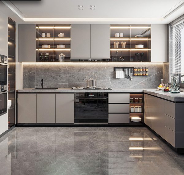 Modern Minimalist Stove Kitchen with Waterproof Cabinet – Sleek Design Meets Functionality