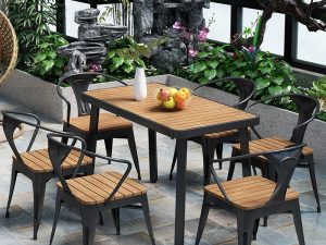 Simple Plastic Wooden Outdoor Table – Durable and Stylish for Your Outdoor Space