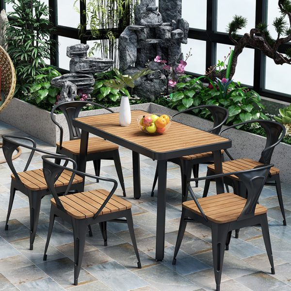 Simple Plastic Wooden Outdoor Table – Durable and Stylish for Your Outdoor Space