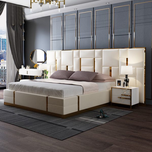 American Light Luxury Leather Bed – Elegance and Comfort for Five-Star Luxury Hotel Guest Rooms