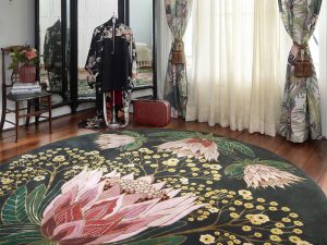 American retro light luxury black circular carpet