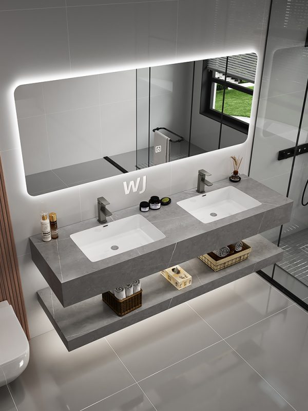 Double Pot Bathroom Cabinet Combination - Elegant and Functional Storage Solution