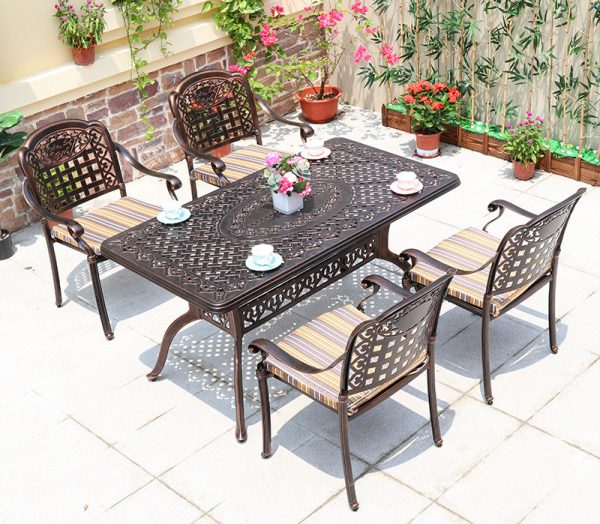 Outdoor Cast Aluminum Casual Dining Table and Chair Set – Luxury and Durability Combined