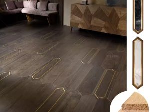 Pavimentos de madeira em espinha de peixe para sala de estar europeia - design elegante em parquet