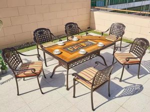Restaurant Outdoor Dinner Table Set for 6 – Elegant and Durable Dining Solution