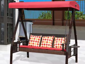 Wicker Garden Hanging Chair with Adjustable Canopy – Perfect for Patio or Garden