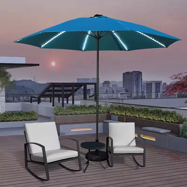 Deluxe Outdoor Market Umbrella – Solar LED Lighted Garden Parasol for Luxury Patios