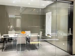 4-Panel Telescopic Stacking Glass Sliding Door – Elegant Space-Saving Solution