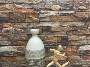 ورق حائط رغوي ذاتي اللصق مقاوم للماء بنمط الطوب الرجعي