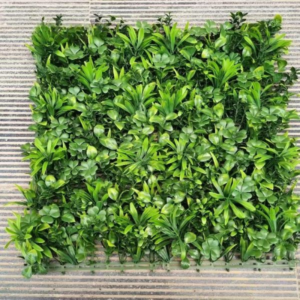 Green Covering Wall Panels - Garden Decor with Plastic Artificial Grass and Flower Plants