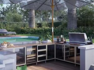 Customized Outdoor Kitchen Cabinets with Gas Grill – 304 Stainless Steel Luxury