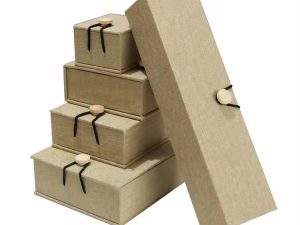 High-Grade Wooden Buckle Linen Packaging Jewelry Gift Box