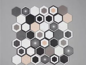 بلاط فسيفساء سداسي الشكل من الزجاج النفاث بالجملة – تصميم جداري أنيق للديكورات الداخلية الفاخرة