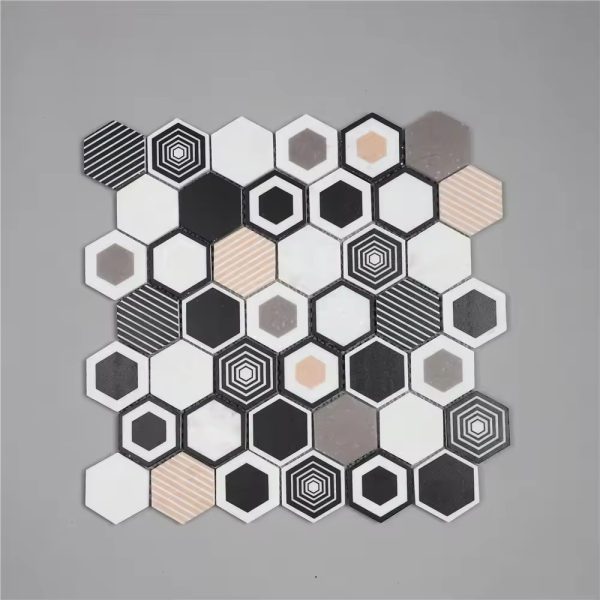 Wholesale Hexagon Glass Inkjet Mosaic Tiles – Elegant Wall Design for Luxurious Interiors