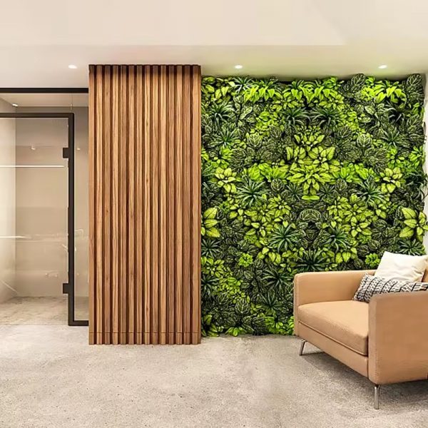 Green Plants Artificial Grass Wall with Flowers - Home Hedge and Vertical Green Plant Wall