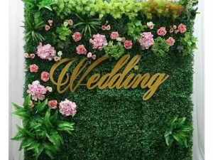 ألواح حائط من العشب الصناعي والزهور مقاس 50 سم × 50 سم - ديكور قابل للتخصيص بدون حشرات