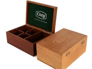 caixa de armazenamento de chá de madeira cereja personalizada de alta qualidade