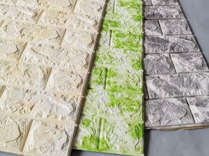 ملصق حائط ثلاثي الأبعاد بنمط الطوب من الرخام بألوان مختلطة