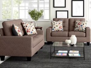 أريكة غرفة المعيشة الحديثة الفاخرة المصنوعة من الكتان المكونة من 3 مقاعد ومقعدين – أريكة زاوية