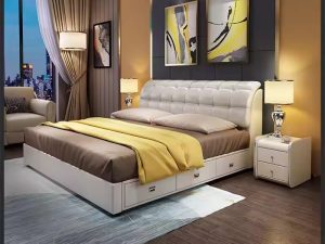 High-Quality Light Luxury Modern Simple Leather Bed - 1.8m King Size Double Bed for Your Bedroom