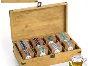 ompartments Natural Tea Storage Organizer - Wooden & Bamboo Tea Gift Boxes