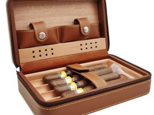 Luxury Customized PU Leather Cigar Gift Box - Portable Travel Cigar Box with Wooden Plugin