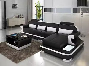 طقم أريكة غرفة معيشة عصري فاخر قابل للتخصيص – أريكة جلدية مقسمة للتصميمات الداخلية المتطورة