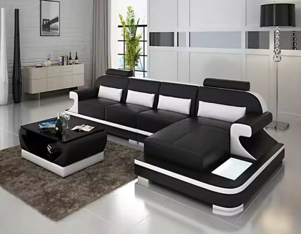 Customizable Luxury Modern Living Room Sofa Set – Leather Sectional Sofa for Sophisticated Interiors