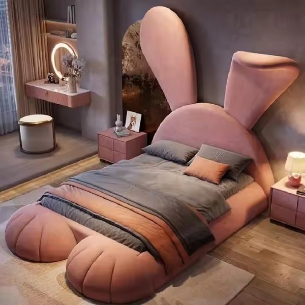 Pink Rabbit Single Bed - New Design Princess Kids Bed for Children's Bedroom