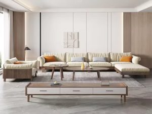 أريكة غرفة المعيشة المصنوعة من الخشب الصلب – أناقة وراحة لا تنتهيان مع الزمن لمنزلك