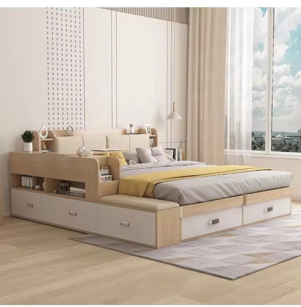 Luxury Modern Murphy Cabinet Bed Set - Smart Full King Size Wooden Wall Bed for Girl's Room