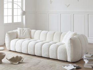 French Cream Retro Pumpkin Sofa – A Blend of Minimalist and Modern Elegance for Your Living Room