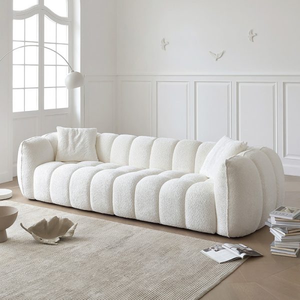 French Cream Retro Pumpkin Sofa – A Blend of Minimalist and Modern Elegance for Your Living Room