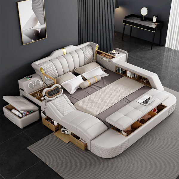 Light Luxury Multi-Function Massage Tatami Storage Leather Bed - Ultimate Comfort and Convenience