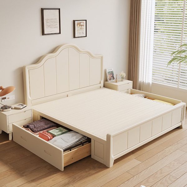 White Solid Wood American Bed - Timeless Elegance and Durability for Your Bedroom