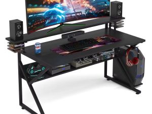 Modern Metal K-Shaped Gaming Desk – Ergonomic Corner Computer Desk
