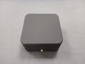 Round Corner Gold Buckle Bracelet Jewelry Package Box with Gray Leather