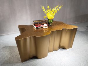 Italian Minimalist Stainless Steel Gold Coffee Table - High-End Designer Club Coffee Table