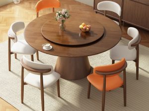 Nordic All-Solid Wood Round Dining Table and Chair Set – Perfect for Small Apartments