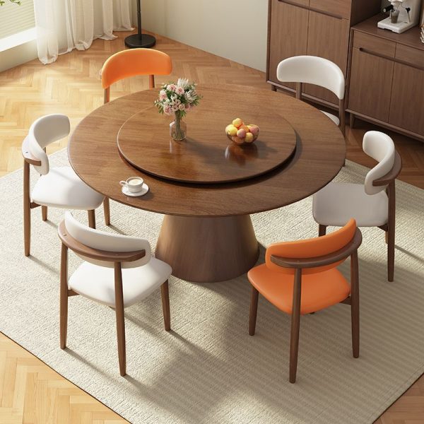 Nordic All-Solid Wood Round Dining Table and Chair Set – Perfect for Small Apartments